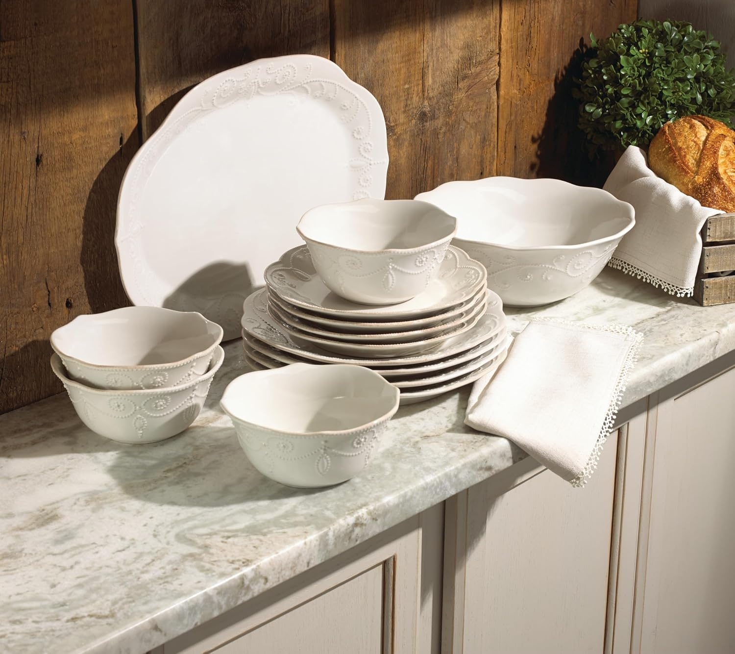 imageLenox 891288 French Perle 4Piece Dinner Plate Set12Piece Dinnerware Set AllPurpose Bowls