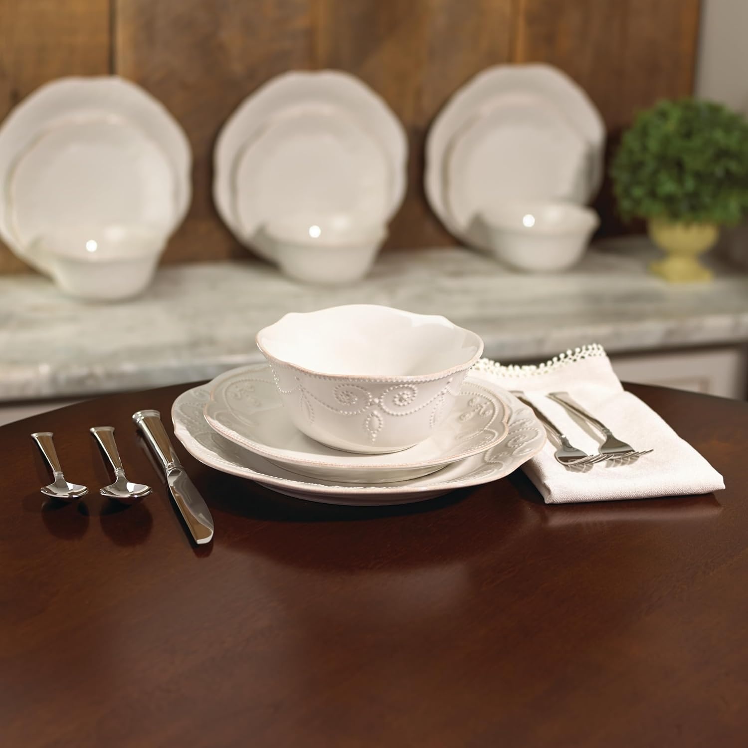 imageLenox 891288 French Perle 4Piece Dinner Plate Set12Piece Dinnerware Set AllPurpose Bowls