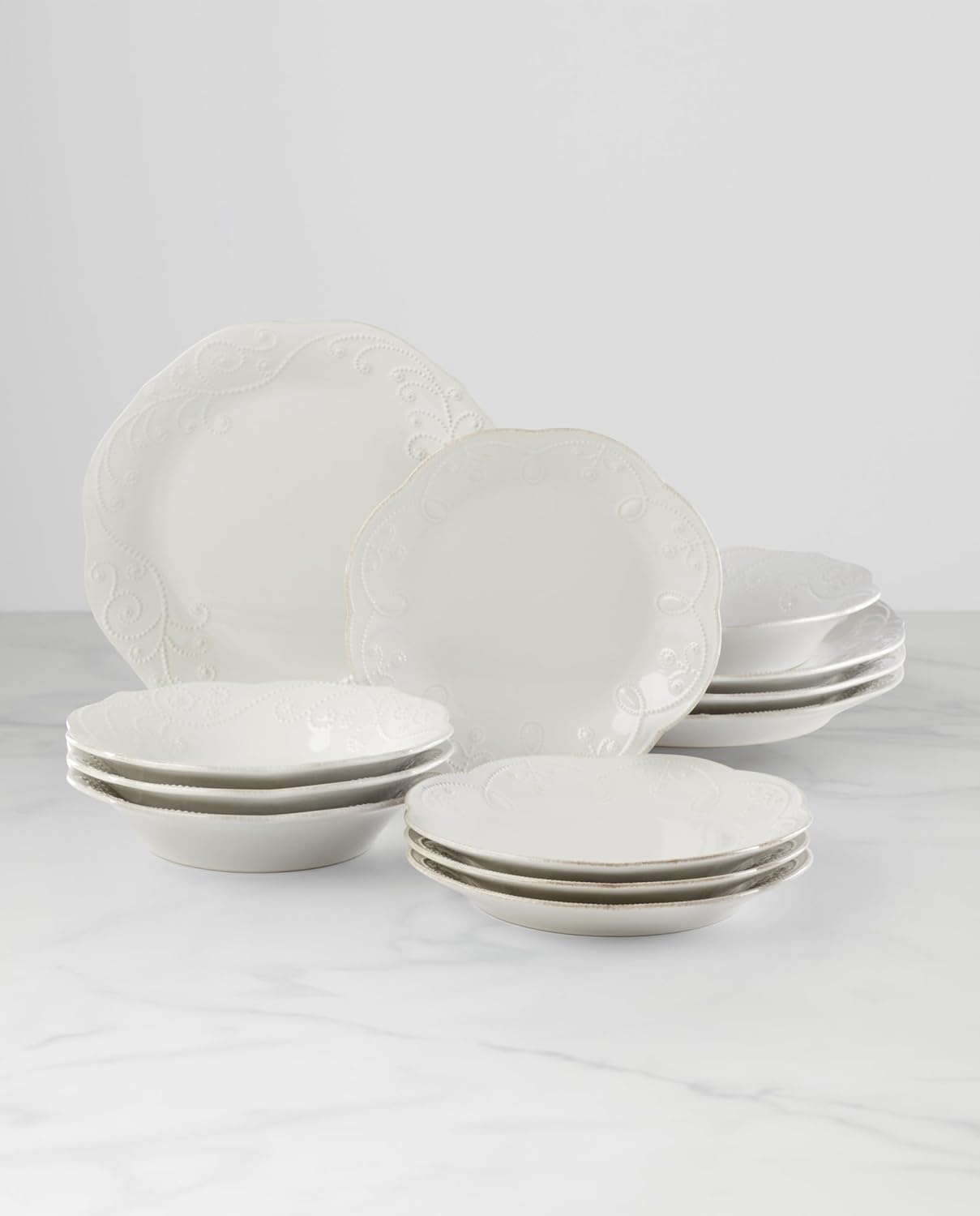 imageLenox 891288 French Perle 4Piece Dinner Plate Set12Piece Dinnerware Set Pasta Bowls