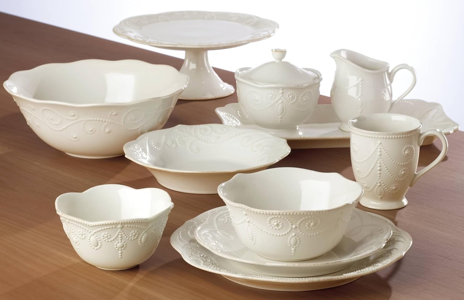 imageLenox 891288 French Perle 4Piece Dinner Plate Set12Piece Dinnerware Set Pasta Bowls