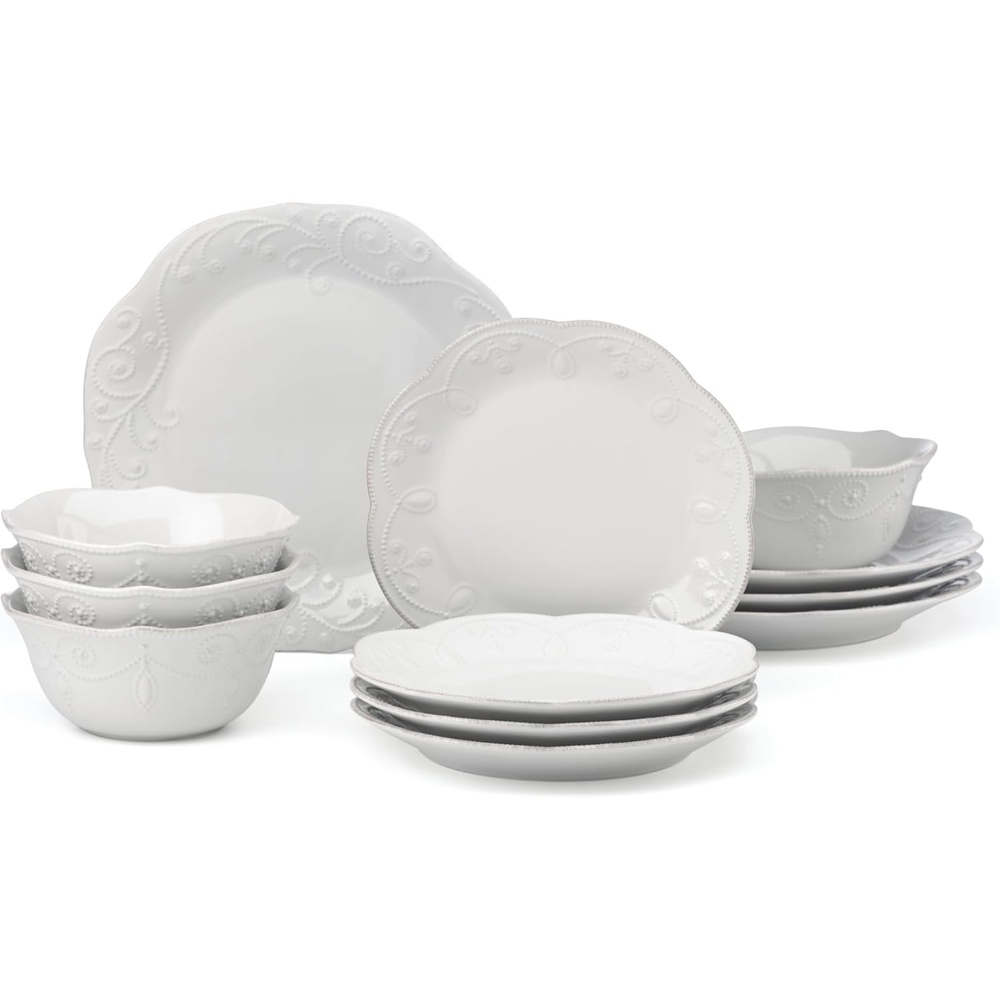 imageLenox 891288 French Perle 4Piece Dinner Plate Set12Piece Dinnerware Set AllPurpose Bowls