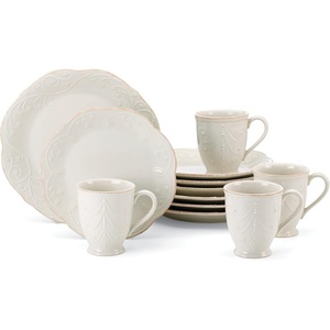 Lenox 891288 French Perle 4-Piece Dinner Plate Set(12-Piece Dinnerware Set  Mugs)