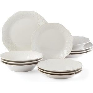 Lenox 891288 French Perle 4-Piece Dinner Plate Set(12-Piece Dinnerware Set  Pasta Bowls)