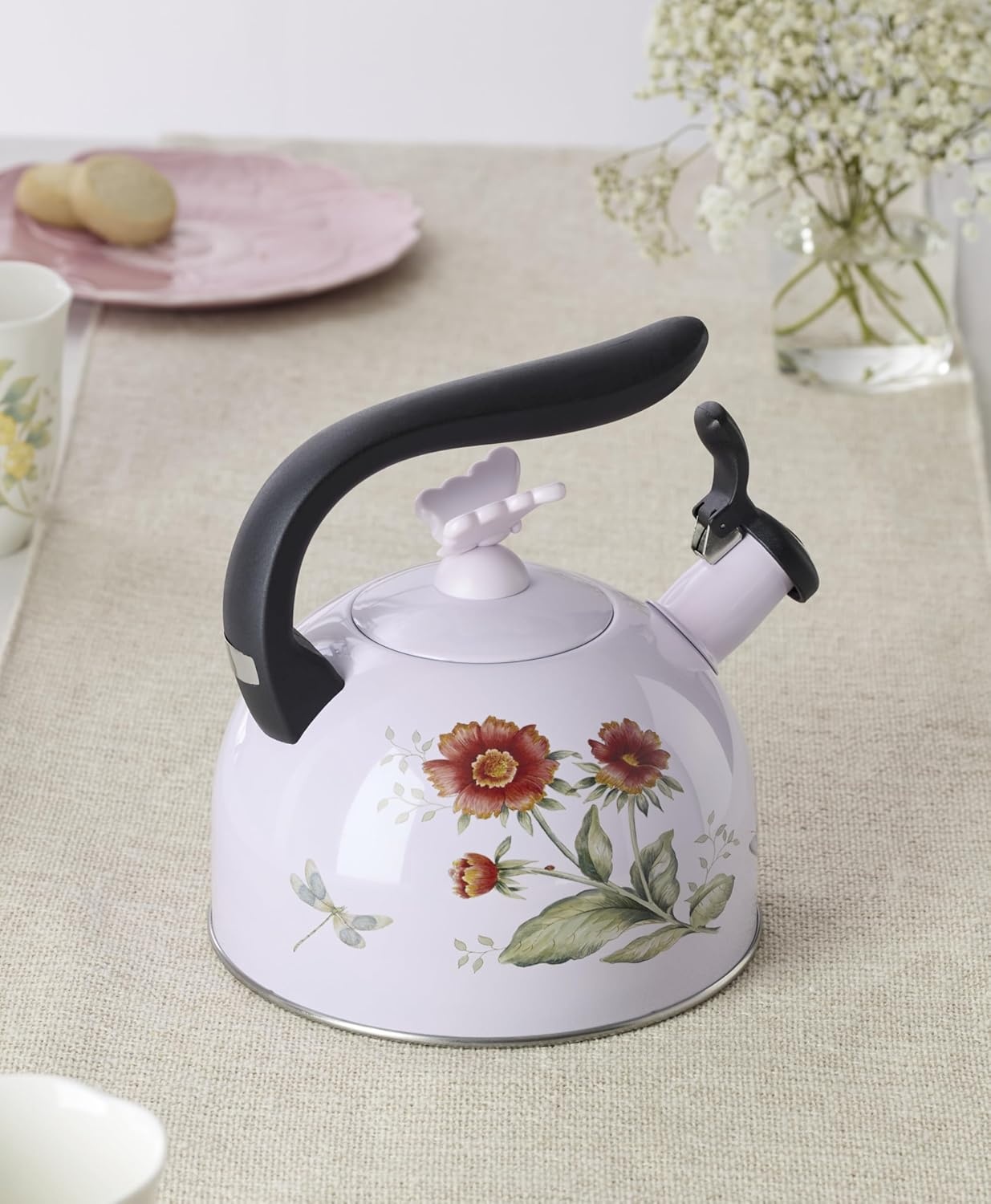 image:imageLenox 897923 Butterfly Meadow Colors Tea Kettle 26 Quarts Pink