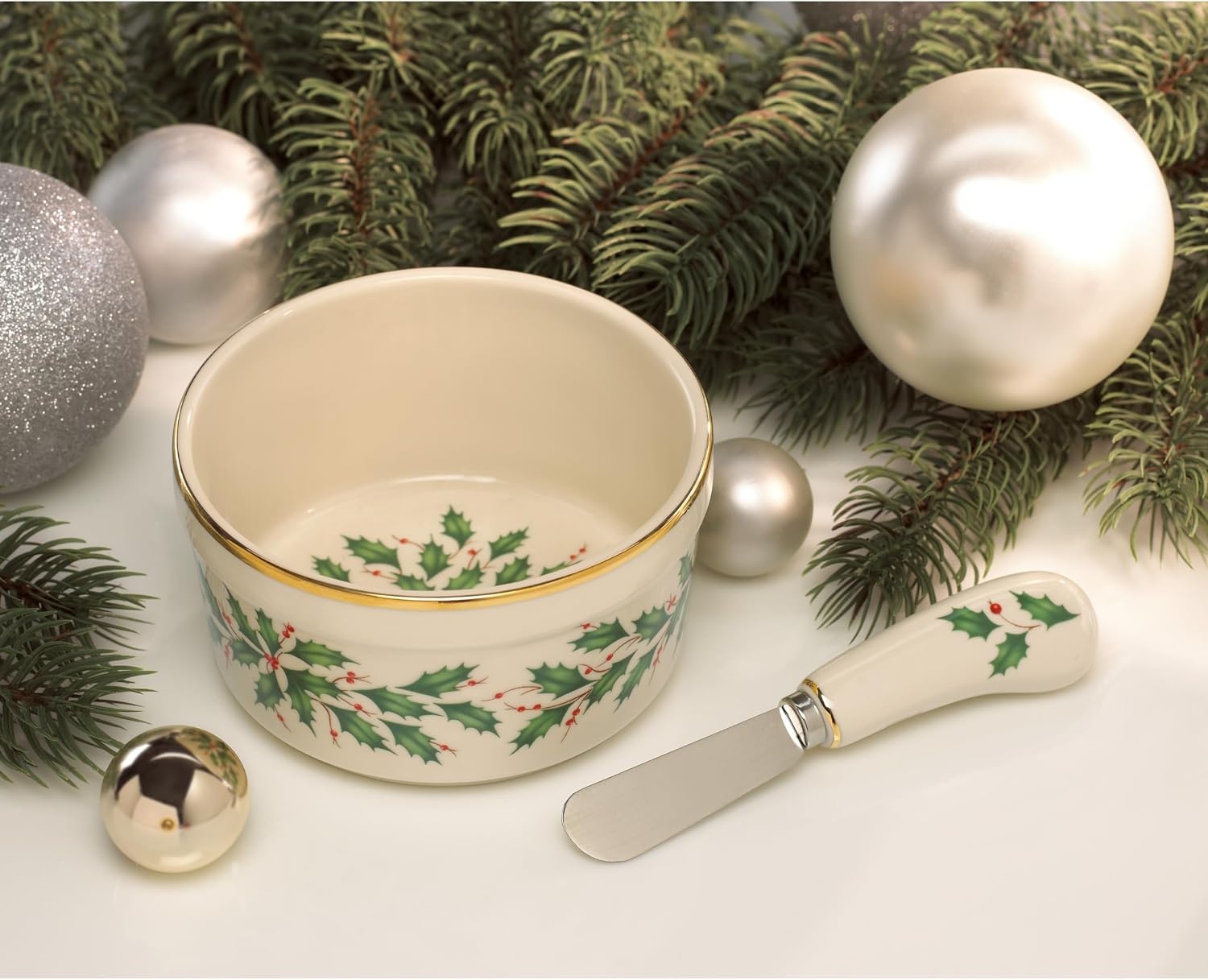 image:imageLenox 804420 Hosting The Holidays Dip Bowl amp Spreader Christmas