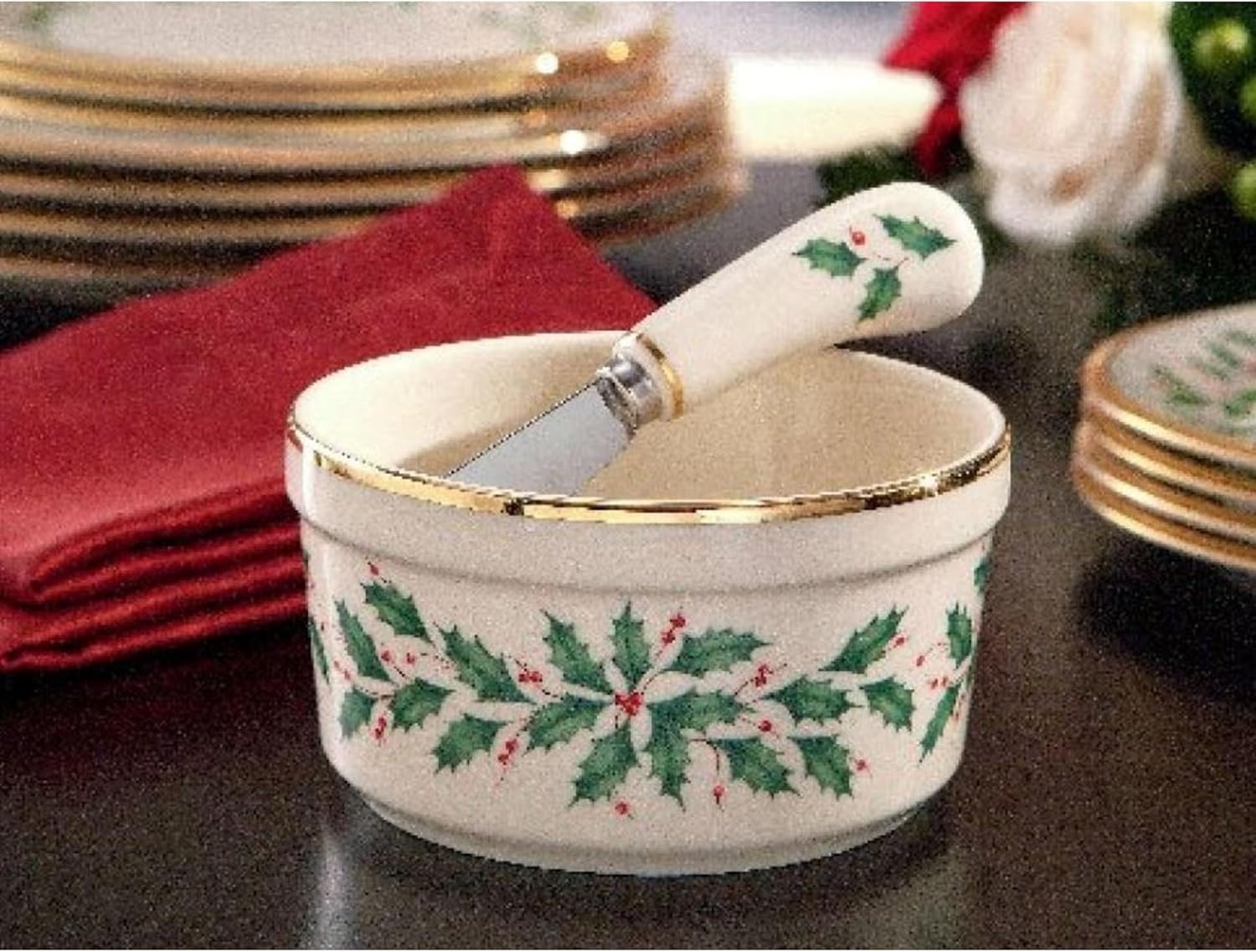 image:imageLenox 804420 Hosting The Holidays Dip Bowl amp Spreader Christmas