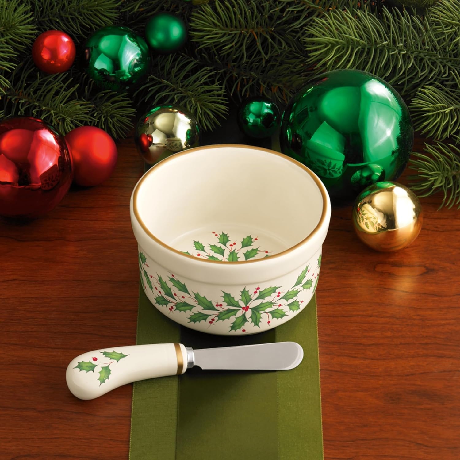 image:imageLenox 804420 Hosting The Holidays Dip Bowl amp Spreader Christmas