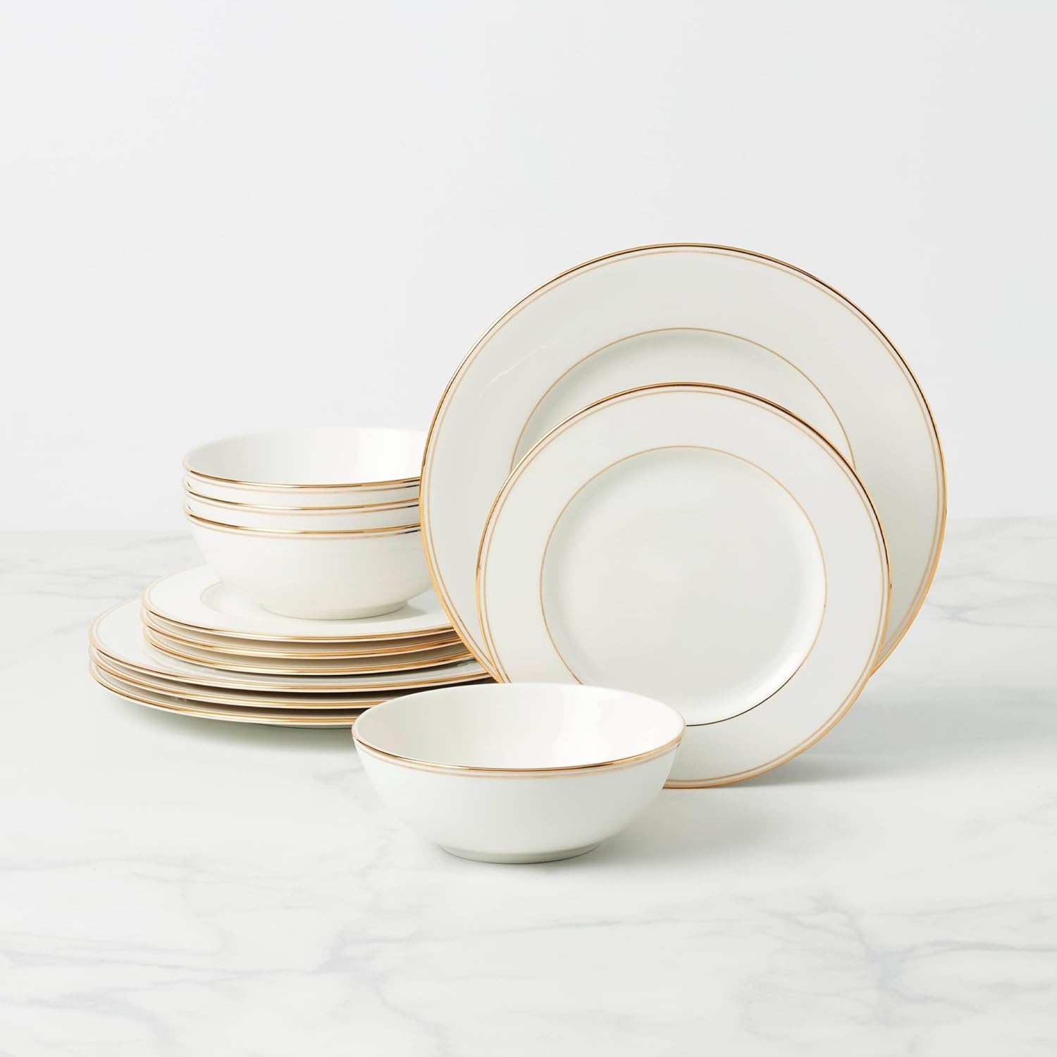 image:imageLenox 853817 Federal Gold Place Setting Bowl12Piece Dinnerware Set