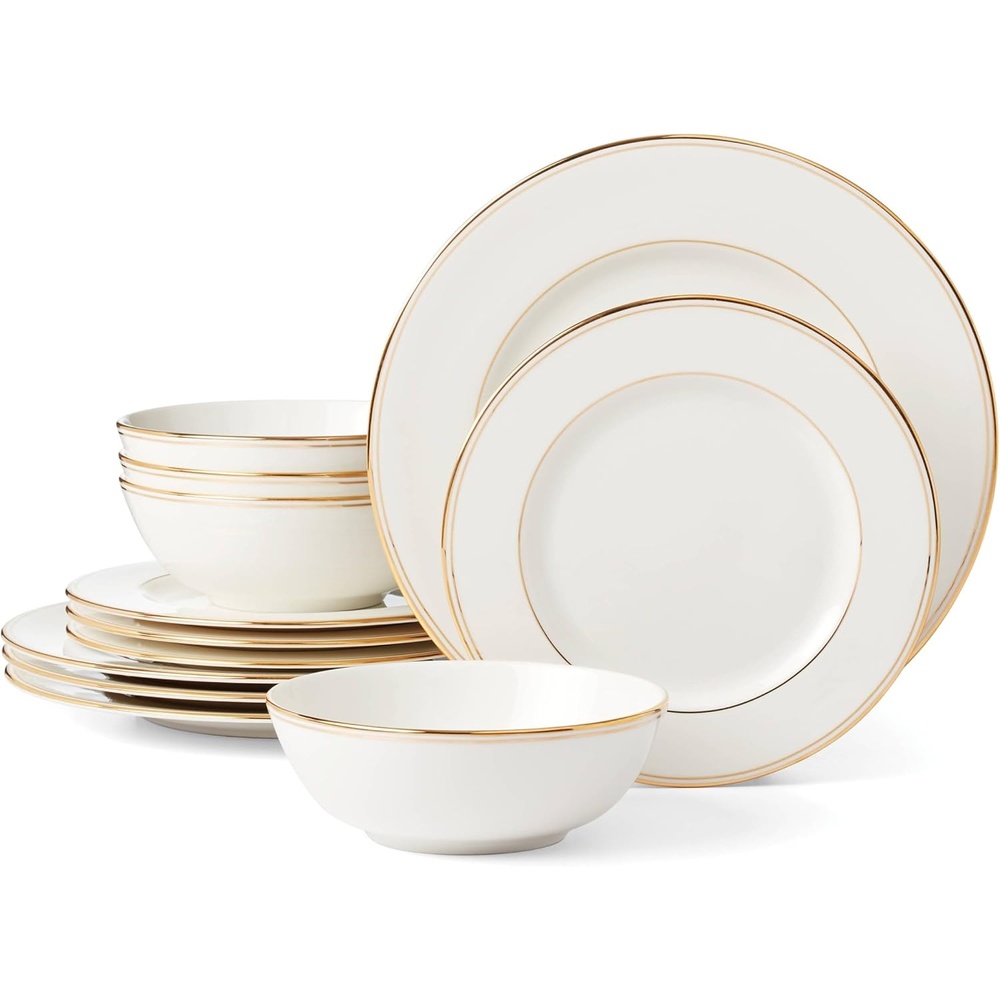 image:imageLenox 853817 Federal Gold Place Setting Bowl12Piece Dinnerware Set