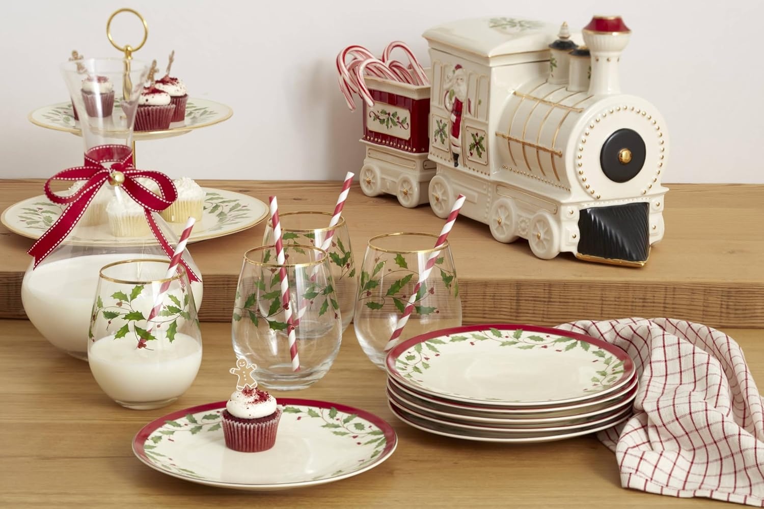 image:imageLenox 898092 Holiday Rectangular Baking Dish Large Christmas Festive Kitchen Decor2Tiered Server
