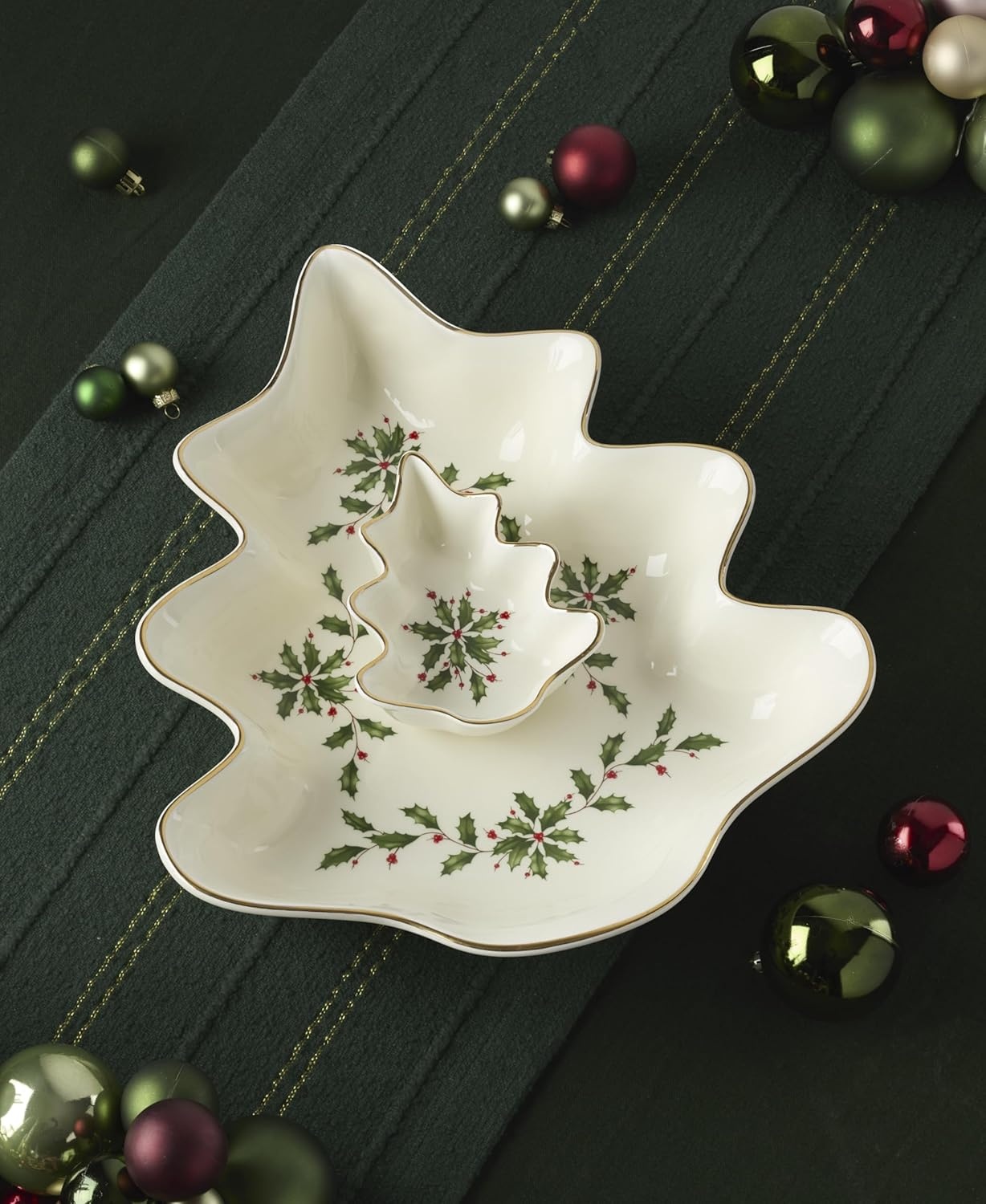 image:imageLenox 898092 Holiday Rectangular Baking Dish Large Christmas Festive Kitchen DecorChip Dip Set