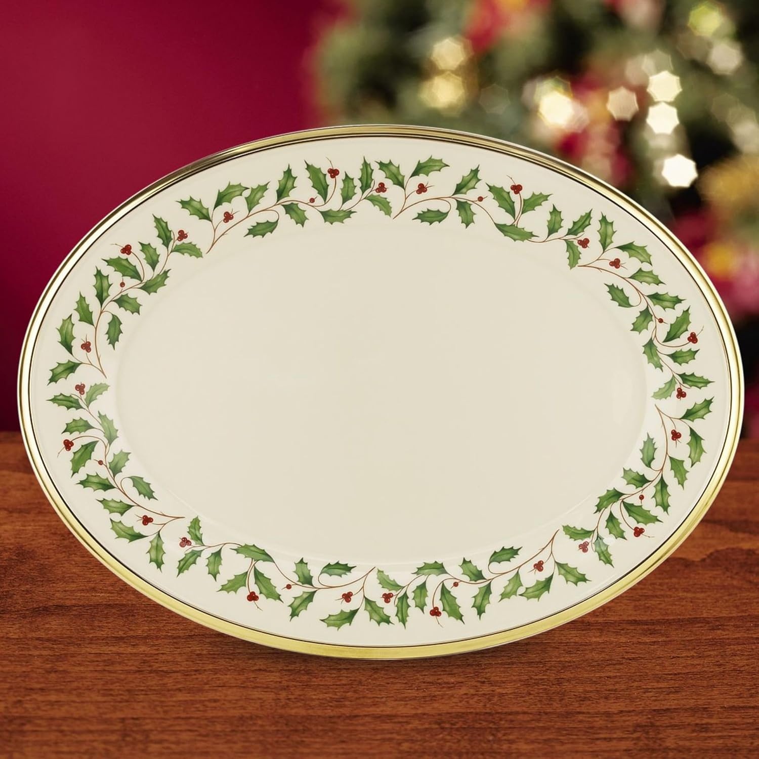 image:imageLenox 898092 Holiday Rectangular Baking Dish Large Christmas Festive Kitchen DecorOval Platter