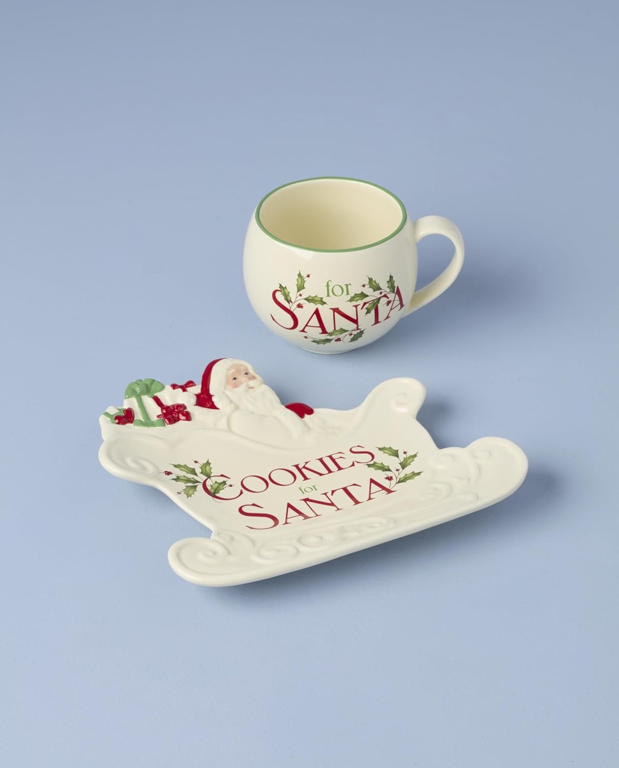 image:imageLenox 898092 Holiday Rectangular Baking Dish Large Christmas Festive Kitchen DecorSanta Cookies Milk Set