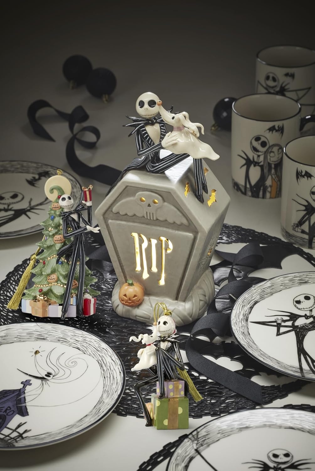 image:imageLenox 898877 Jack Skellington Sledding OrnamentLit Figurine