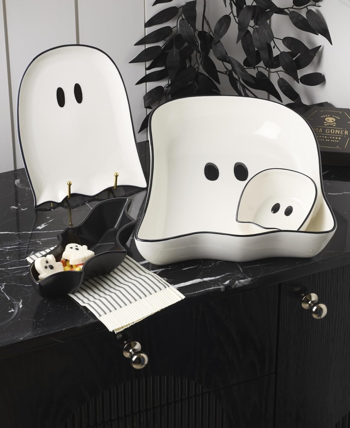 image:imageLenox Halloween Collection Pumpkin Figural Hors dOeuvres TrayAccent Plates Set Of 4