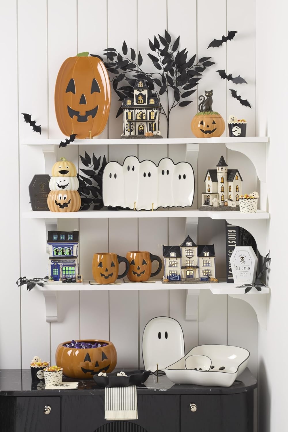 image:imageLenox Halloween Collection Pumpkin Figural Hors dOeuvres TrayAccent Plates Set Of 4