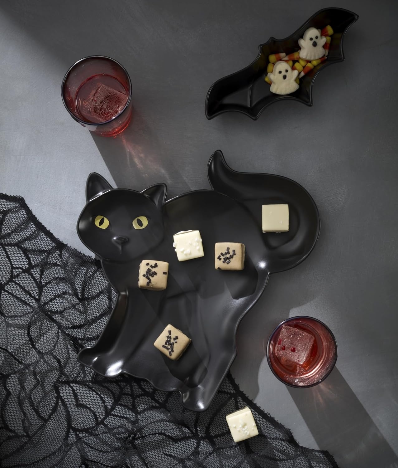 image:imageLenox Halloween Collection Pumpkin Figural Hors dOeuvres TrayServing Tray Cat