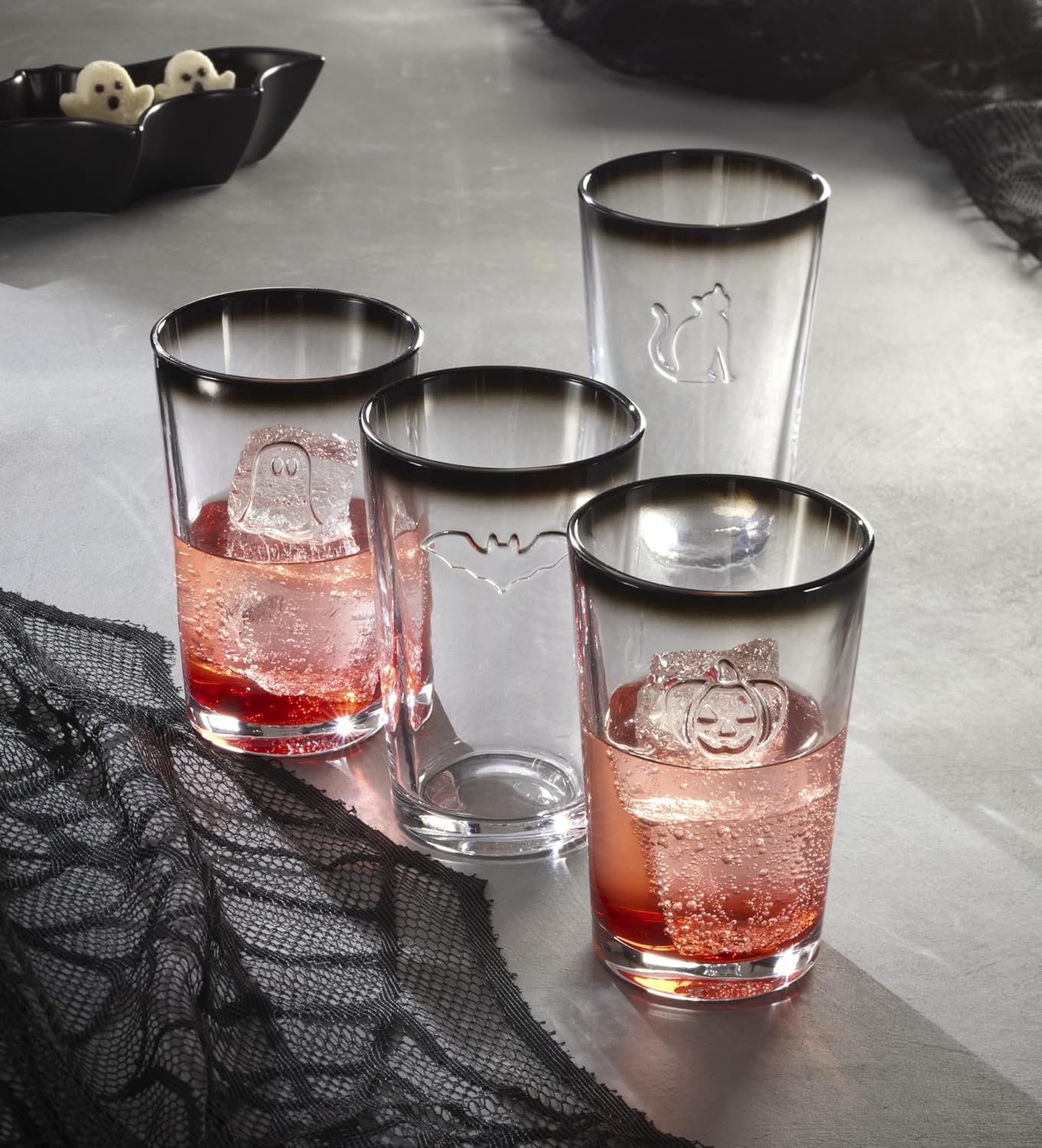 image:imageLenox Halloween Collection Pumpkin Figural Hors dOeuvres TrayTumblers Set Of 4