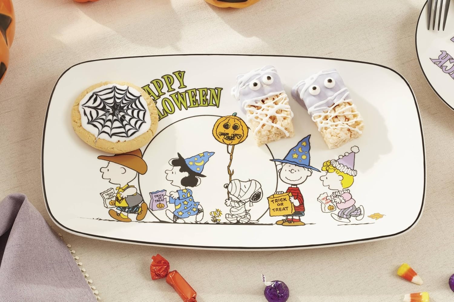 image:imageLenox The Great Pumpkin Collection Peanuts Halloween Dcor and Serveware Tumbler Set 4PieceHors DOeuvre Tray