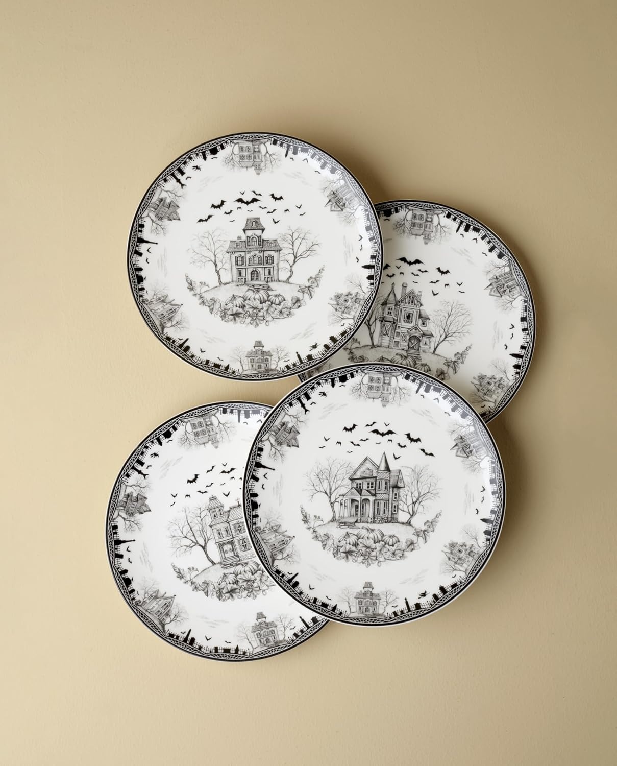 image:imageLenox Vintage Halloween Collection Haunted Manor Dinner Plate Set 4PieceAccent Plates Haunted House