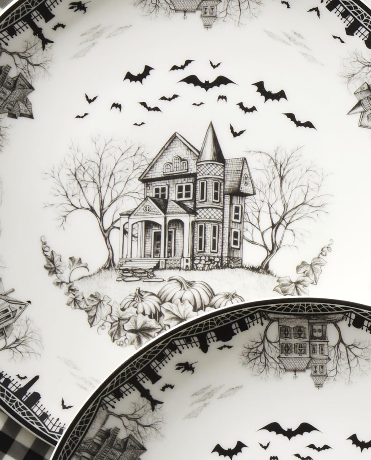image:imageLenox Vintage Halloween Collection Haunted Manor Dinner Plate Set 4PieceAccent Plates Haunted House