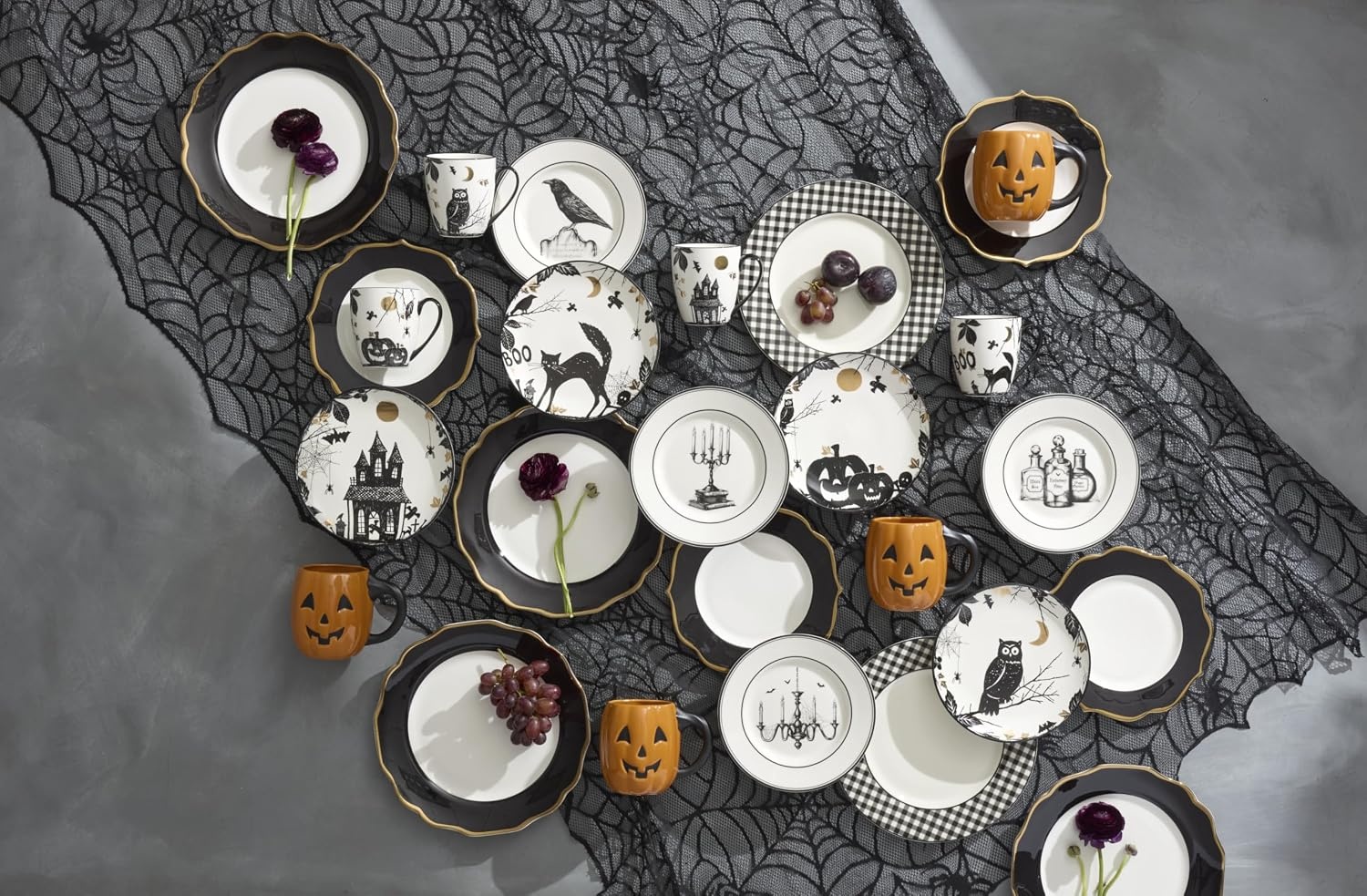 image:imageLenox Vintage Halloween Collection Haunted Manor Dinner Plate Set 4PieceAccent Plates Set of 4
