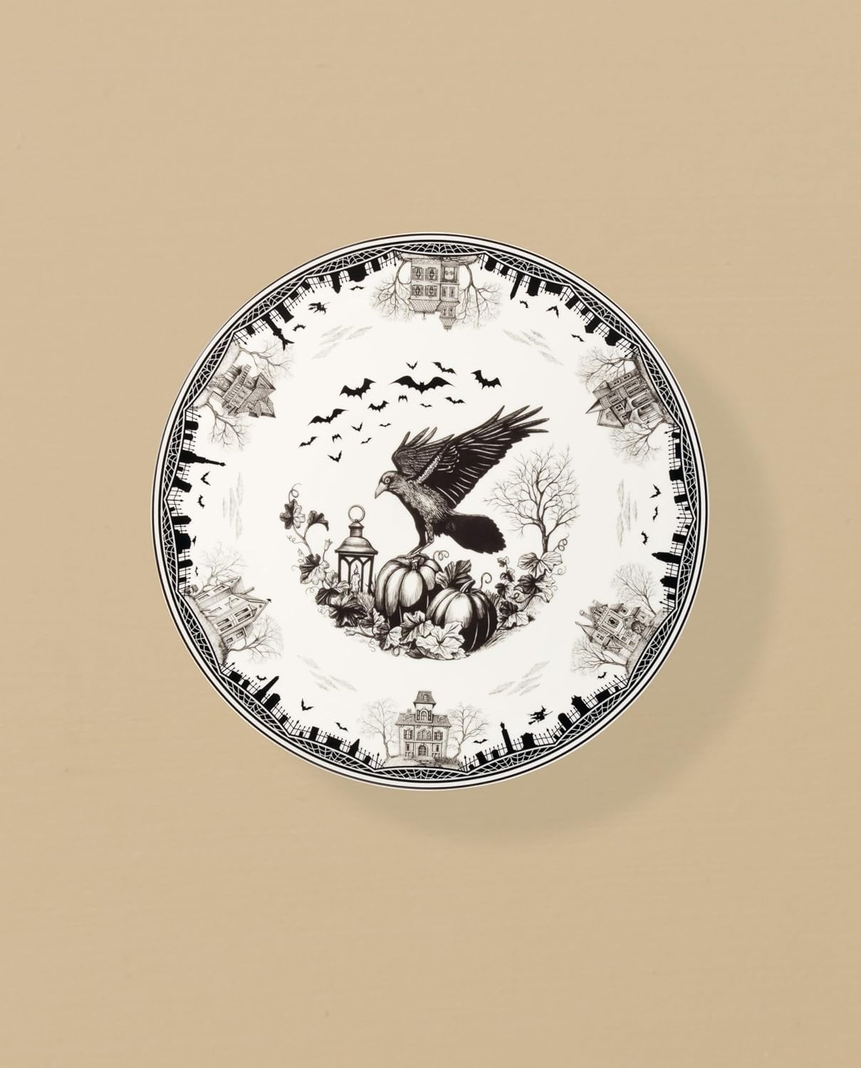 image:imageLenox Vintage Halloween Collection Haunted Manor Dinner Plate Set 4PieceCake Stand