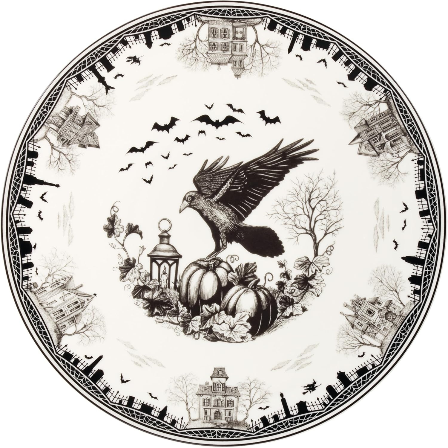 image:imageLenox Vintage Halloween Collection Haunted Manor Dinner Plate Set 4PieceCake Stand