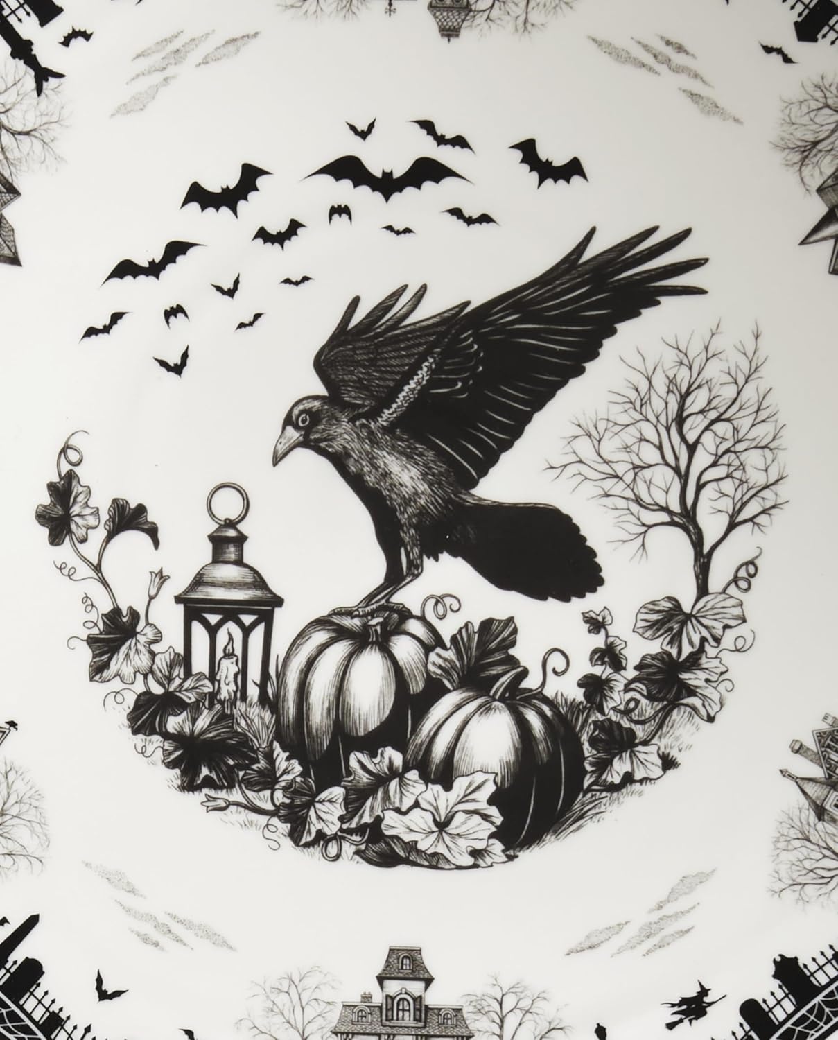 image:imageLenox Vintage Halloween Collection Haunted Manor Dinner Plate Set 4PieceCake Stand