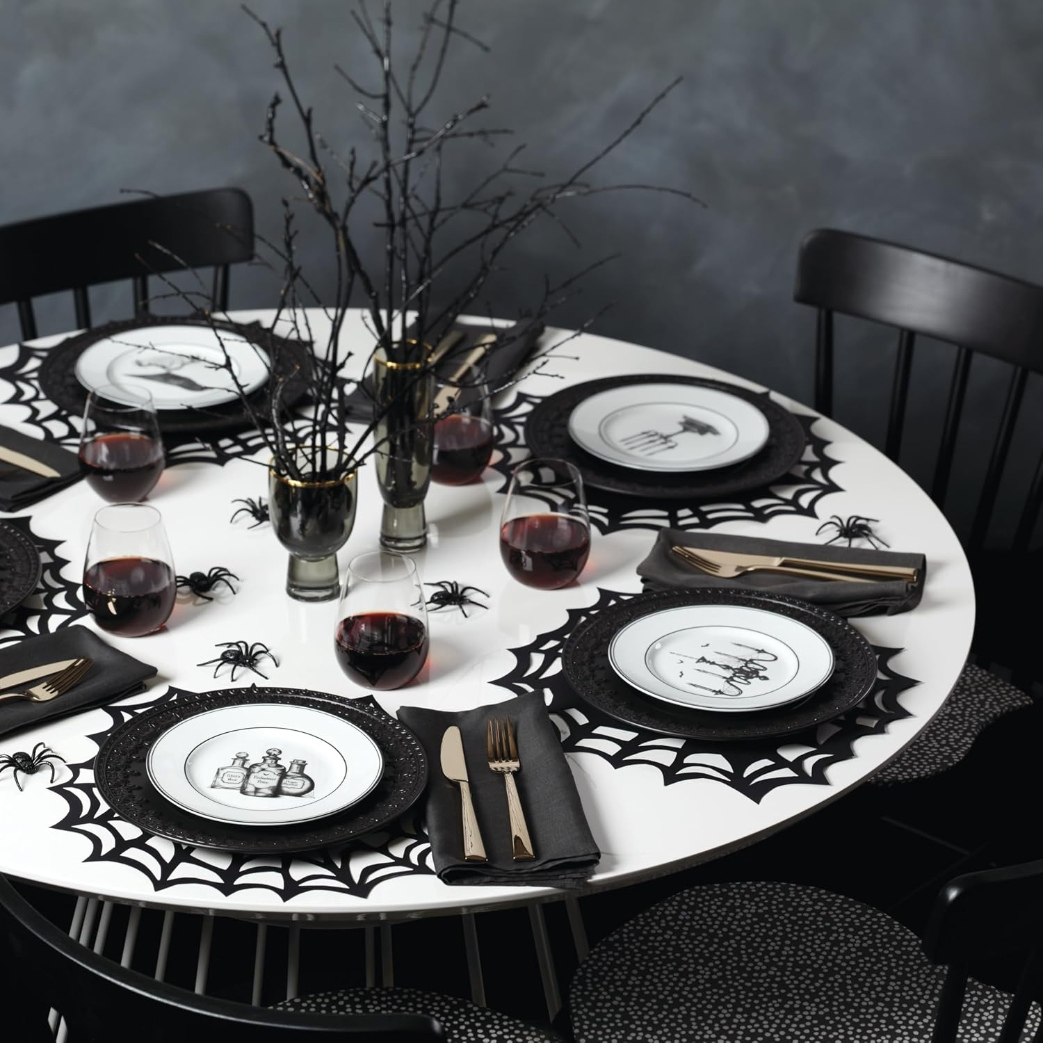 image:imageLenox Vintage Halloween Collection Haunted Manor Dinner Plate Set 4PieceDessert Plates Set of 4 Black
