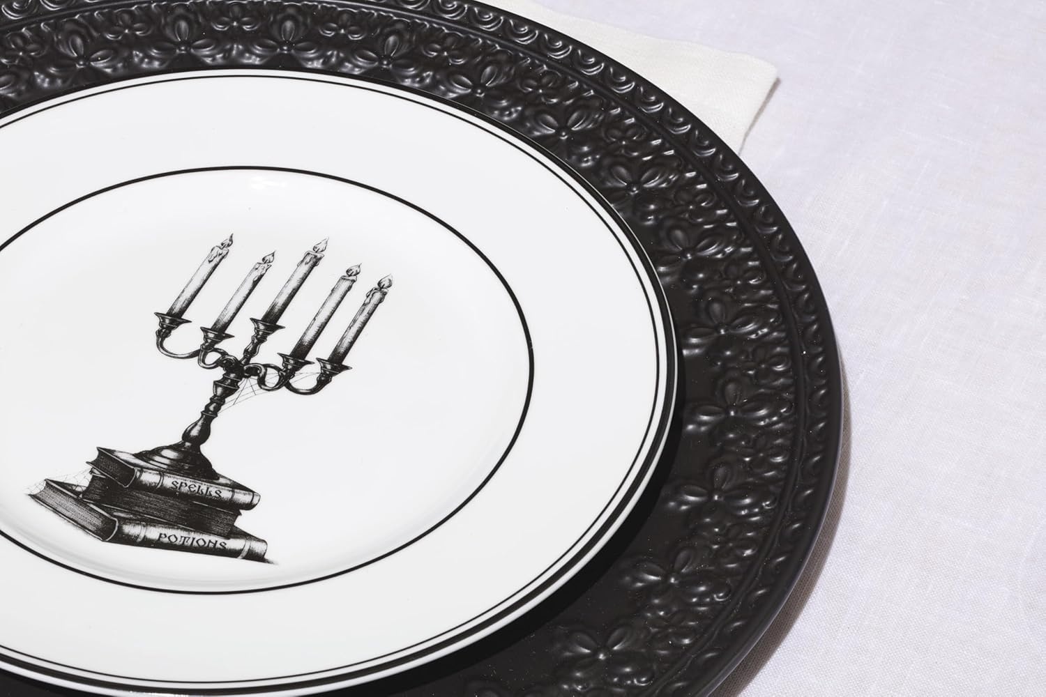 image:imageLenox Vintage Halloween Collection Haunted Manor Dinner Plate Set 4PieceDessert Plates Set of 4 Black