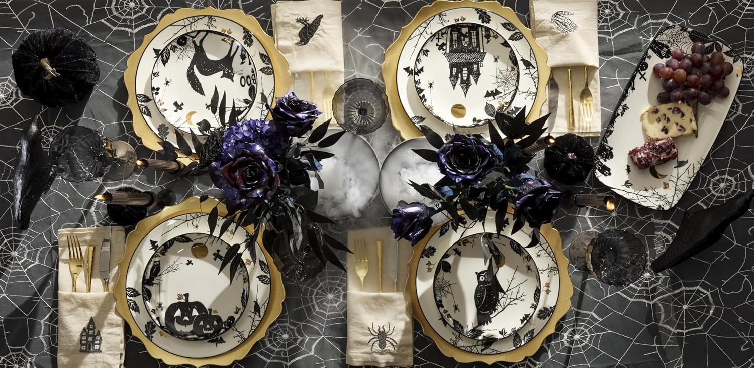 image:imageLenox Vintage Halloween Collection Haunted Manor Dinner Plate Set 4PieceDinner Plates Bats