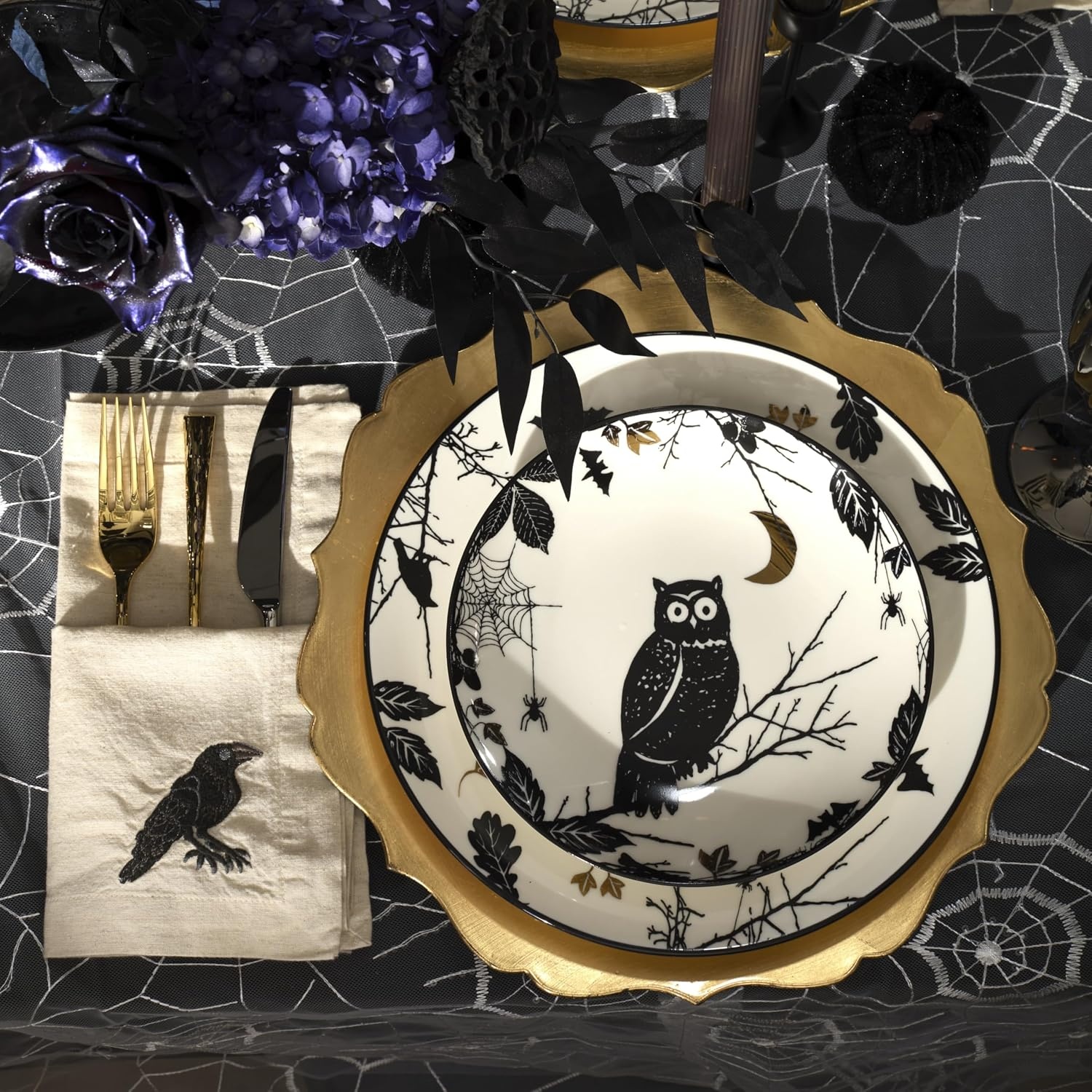 image:imageLenox Vintage Halloween Collection Haunted Manor Dinner Plate Set 4PieceDinner Plates Bats