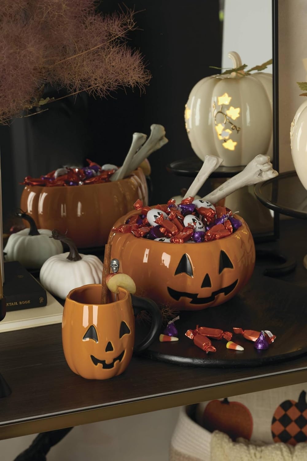 image:imageLenox Vintage Halloween Collection Haunted Manor Dinner Plate Set 4PieceMugs Set of 4 Pumpkin