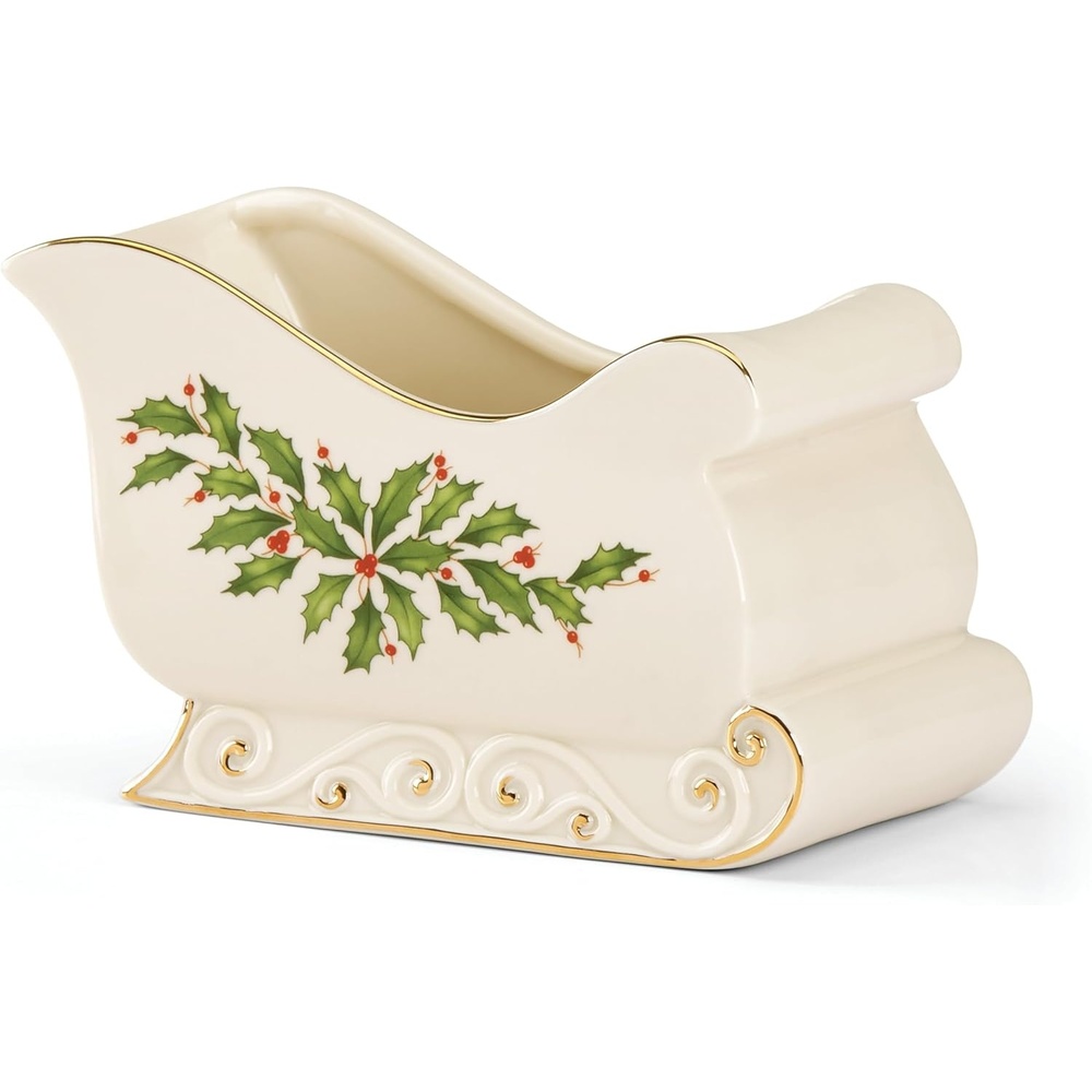 image:imageLenox 898092 Holiday Rectangular Baking Dish Large Christmas Festive Kitchen DecorCandy Dish Sleigh