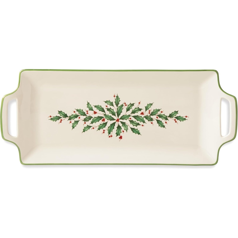 image:imageLenox 898092 Holiday Rectangular Baking Dish Large Christmas Festive Kitchen DecorHors DOeuvres Tray
