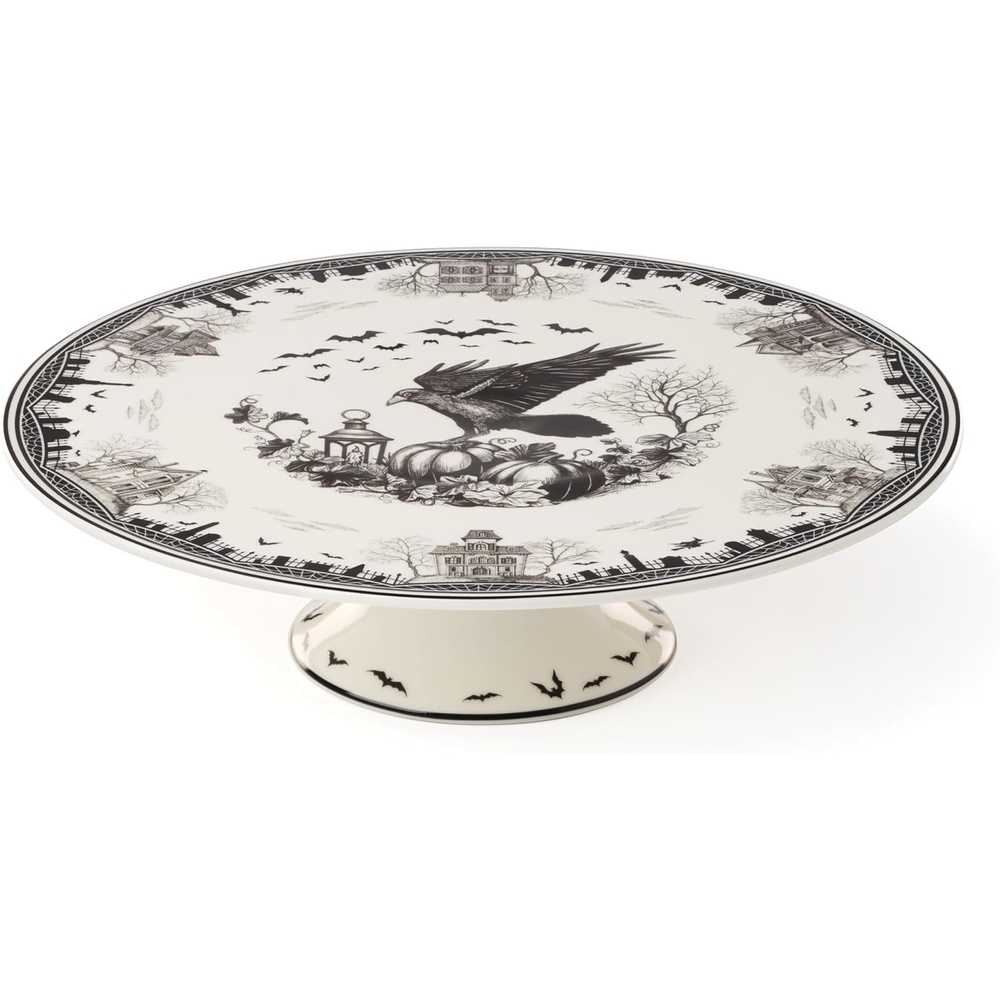 image:imageLenox Vintage Halloween Collection Haunted Manor Dinner Plate Set 4PieceCake Stand