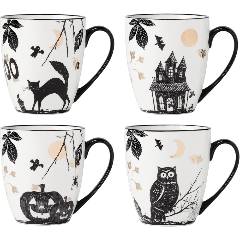 image:imageLenox Vintage Halloween Collection Haunted Manor Dinner Plate Set 4PieceMugs Set of 4